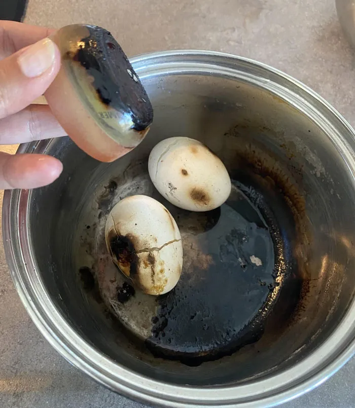 "Decided to boil some eggs while working from home…Needless to say I got a bit distracted with work… Water evaporated a lot faster than expected. What you see in the picture is a very much melted egg timer… I think this means I overcooked them. Luckily, fire alarm worked " - <span Style="Font:inherit;color:#808080"> Old_Palpitation3846</Span>