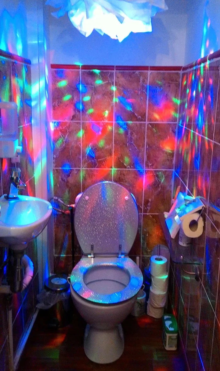 Disco Toilet In An Airbnb