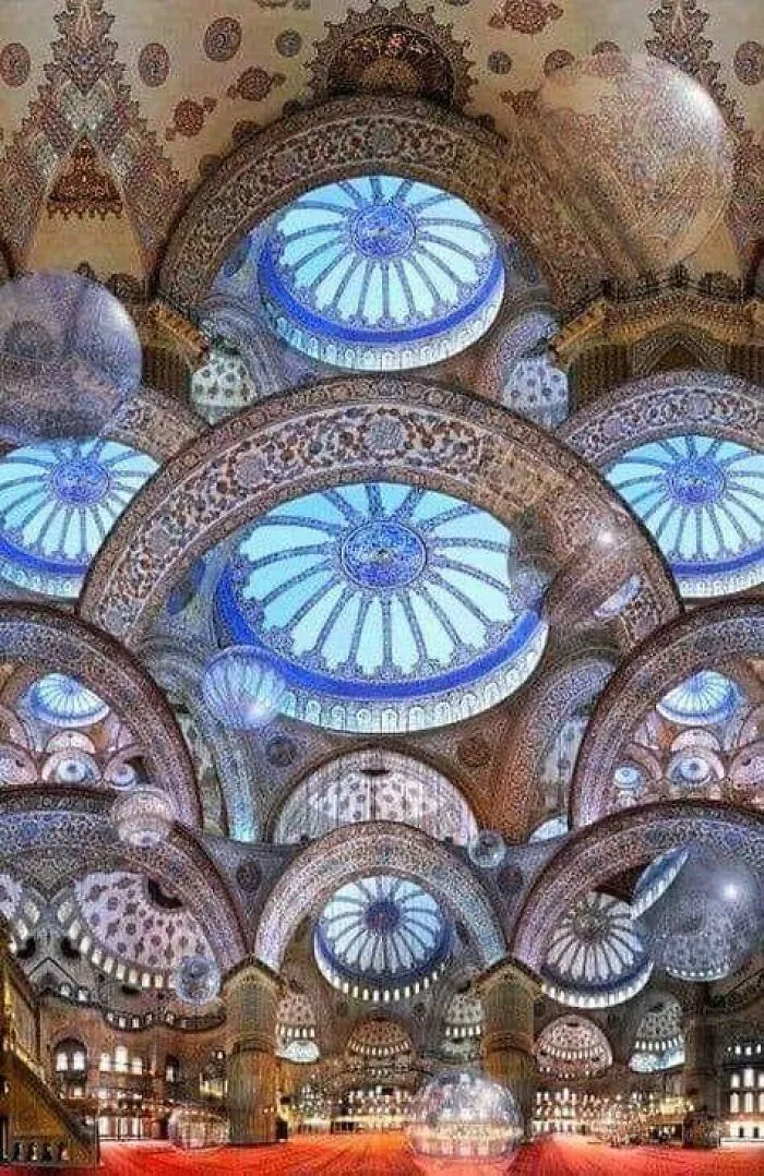 Inside The Historic Blue Mosque, Istanbul, Turkey Built By Sultan Ahmed I In  1609-1616
