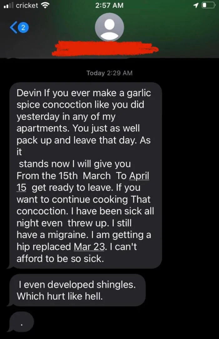 "My buddy is renting from this weirdo, first they asked that he not cook anything after 8pm now they’re onto this nonsense" - <span Style="Font:inherit;color:#808080"> Cobrastopper</Span>