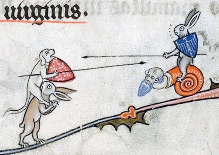 A Dog Riding A Bunny Spear-Fighting A Bunny Who Is Riding A Snail With The Head Of Rick Rubin