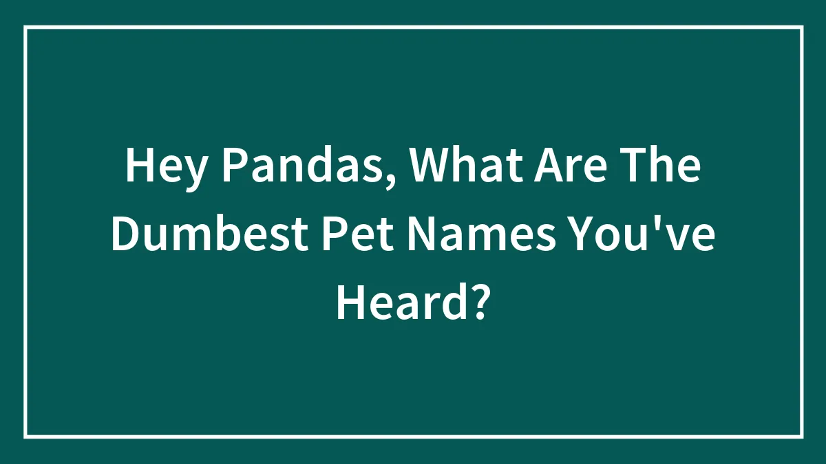 Hey Pandas, What Are The Dumbest Pet Names You've Heard? (Closed)