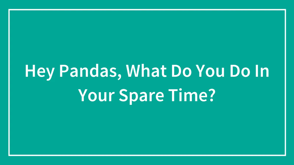 Hey Pandas, What Do You Do In Your Spare Time? (Closed)