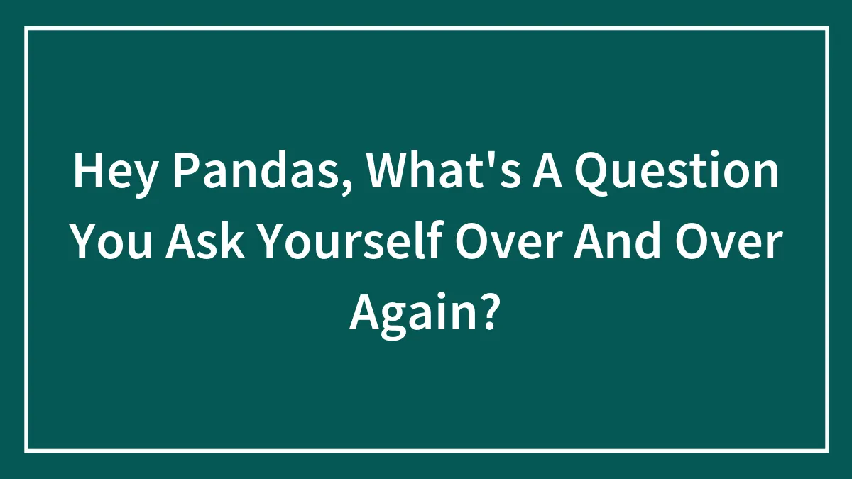 Hey Pandas, What's A Question You Ask Yourself Over And Over Again? (Closed)