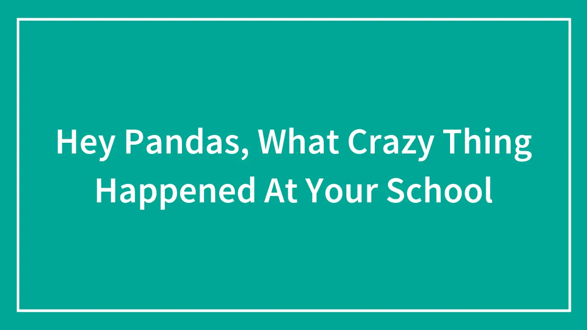 Hey Pandas, What Crazy Thing Happened At Your School