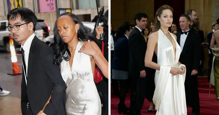 Fans Gush As Zahara Jolie Copies Mom Angelina's Iconic 2004 Oscars Look At 'Maria' Premiere