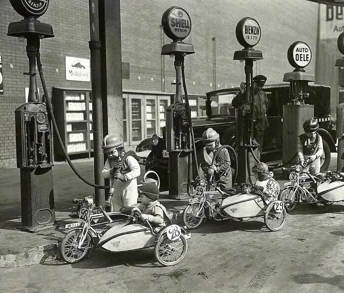 Young Riders Refuel During A Children's Sidecar Race In The Lustgarten In Berlin, Germany (1931)