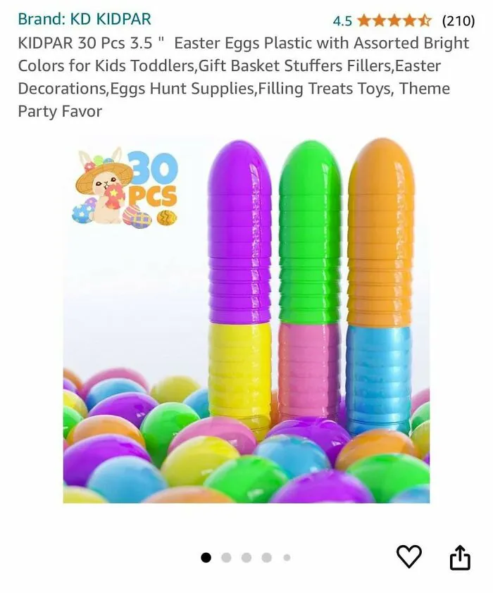 "Plastic Easter eggs ($9.99) that are photographed in a *totally* not weird way" - <span Style="Font:inherit;color:#808080"> inkzillathevampsquid</Span>