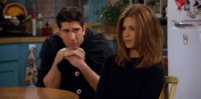 Two characters sitting at a kitchen table, representing one of the most iconic duos from a popular TV show.