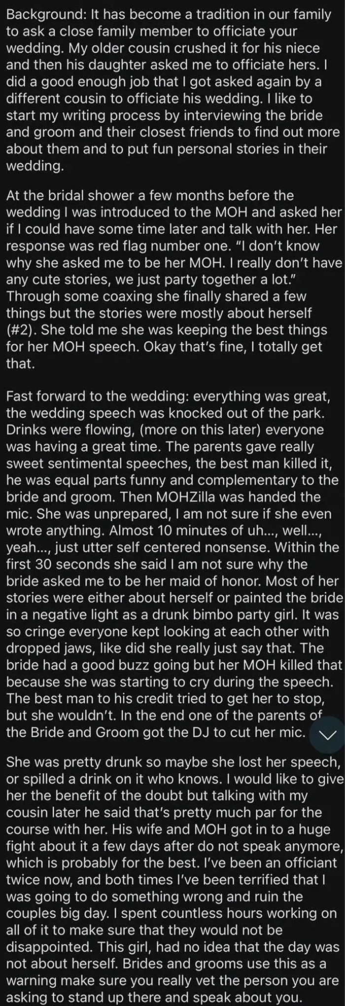 Worst Maid Of Honor Ever, And I Have Been To Plenty Of Weddings