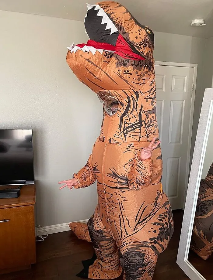  While Everyone Is Dressed As A Sexy Nurse Or Bunny, Live Your Best Life As A Wacky Dinosaur In This   <a Style="Display:inline;" Href="Https://Www.amazon.com/Lulu-Home-Dinosaur-Halloween-Inflatable/Dp/B07thj7q9r?ie=utf8&linkcode=ll1&tag=bporangutan-20&linkid=abc4c08354ddf18a1bf681e109054537&language=en_us&ref_=as_li_ss_tl" Target="_blank"><span Style="Font:inherit;color:#d74b1f;"> Inflatable T-Rex Costume</Span> 