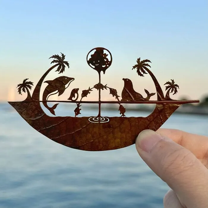 Artist Makes Cutout Art From Leaves, Here Are His 80 Recent Works