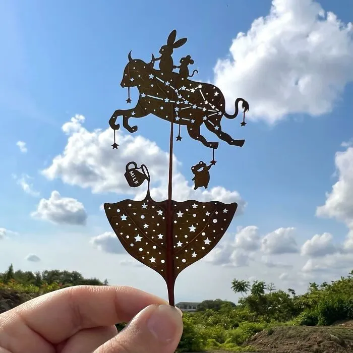 Artist Makes Cutout Art From Leaves, Here Are His 80 Recent Works