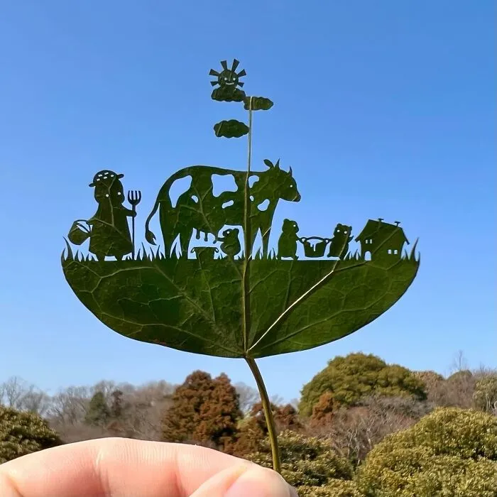 Artist Makes Cutout Art From Leaves, Here Are His 80 Recent Works