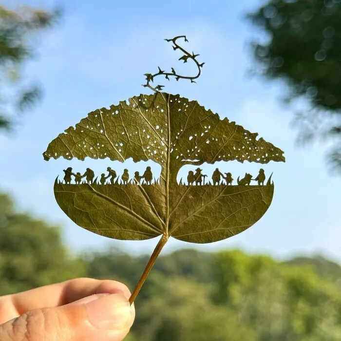 Artist Makes Cutout Art From Leaves, Here Are His 80 Recent Works