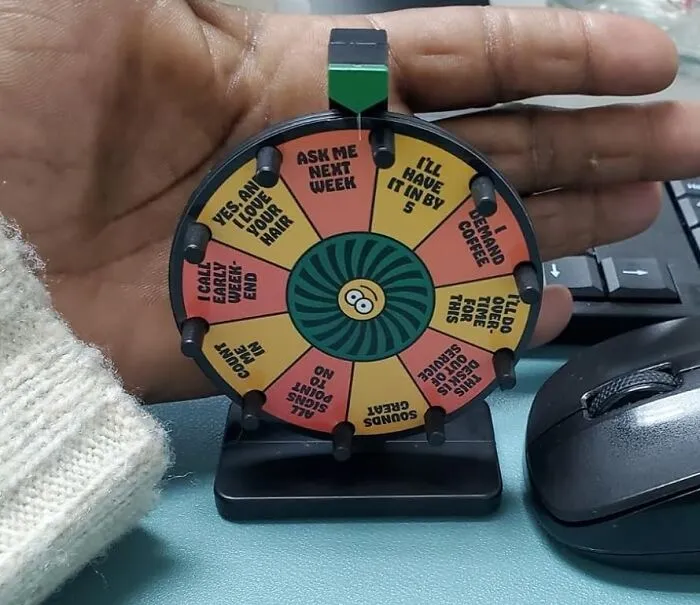  If A Day At The Office Brings More Questions Than Answers, This   <a Style="Display:inline;" Href="Https://Www.amazon.com/Office-Answer-Wheel-Give-Minis/Dp/0762499427?ie=utf8&linkcode=ll1&tag=bpsquirrel-20&linkid=c80ef292f2bfa8b43ee536edaf377767&language=en_us&ref_=as_li_ss_tl" Target="_blank"><span Style="Font:inherit;color:#d74b1f;"> Answer Wheel </Span> Could Be The Sollution