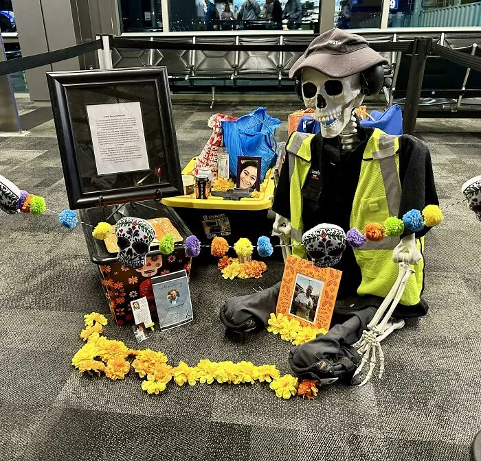 Austin Airport Terminal Has Day Of The Dead Display Celebrating The Lives Of Ground Crew Who Have Lost Their Lives At Work