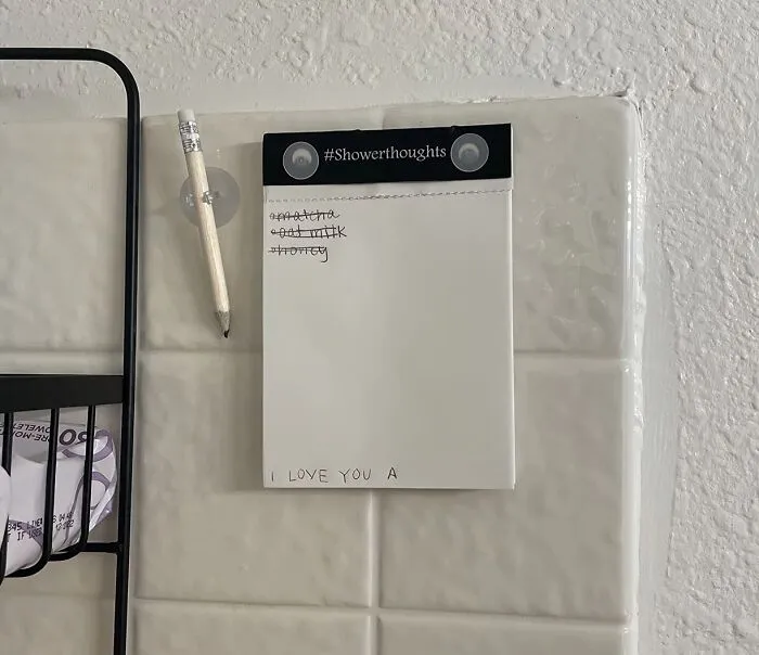 Because Brainstorming In The Shower Is A Real Thing, And You Can't Trust Your Soggy Brain To Remember Anything, This <a Style="Display:inline;" Href="Https://Www.amazon.com/Dp/B07ky1jjvh?psc=1&pd_rd_i=b07ky1jjvh&pd_rd_w=humxi&content-ID=amzn1.sym.8c2f9165-8e93-42a1-8313-73d3809141a2&pf_rd_p=8c2f9165-8e93-42a1-8313-73d3809141a2&pf_rd_r=j8bvnzp3y32ert3x21xe&pd_rd_wg=04597&pd_rd_r=4a61a52f-60cb-49e9-A5f0-3961fc73e7d2&s=office-Products&sp_csd=d2lkz2v0tmftzt1zcf9kzxrhaww&linkcode=ll1&tag=bppig-20&linkid=07dfd6e1763705ac9cbb5a6d39108637&language=en_us&ref_=as_li_ss_tl" Target="_blank"><span Style="Font: Inherit; Color: #d74b1f;"> Waterproof Shower Notepad With Pencil </Span> Is Here To Capture Your Most Brilliant (Or Ridiculous) Ideas While You're Still Dripping Wet