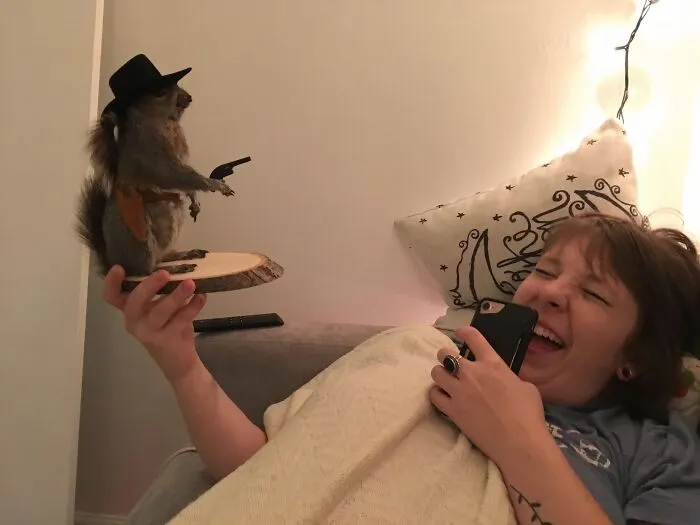 A Diminutive, Whiskered Gunslinger, The   <a Style="Display:inline;" Href="Https://Www.amazon.com/Cowboy-Squirrel-Taxidermy-Statue-Base/Dp/B00mj4eel6?ascsubtag=019271717af478858714b6194a133a0f%7cc930e1ad-Adf0-425e-999a-B21798267c61%7cdtp%7ccn&linkcode=ll1&tag=bpseal-20&linkid=9f72a4ae70907d29c769a956409ad860&language=en_us&ref_=as_li_ss_tl" Target="_blank"><span Style="Font: Inherit; Color: #d74b1f;"> Taxidermied Cowboy Squirrel </Span> Freezes In Perpetuity, Its Beady Eyes Fixed On Some Long-Forgotten Horizon, Its Miniature Six-Shooter At The Ready To Defend Its Stash Of Acorns From All Comers