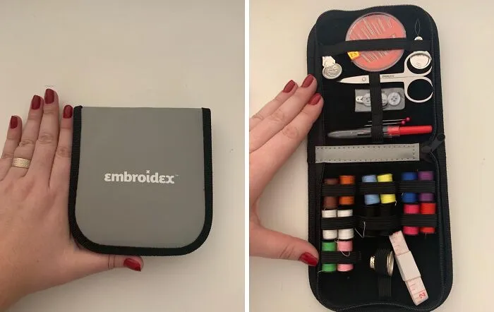 "That carrying a little mini sewing kit in my handbag has been so useful on so many occasions! I’ve got one with 6 different colours of thread, needles, some buttons, safety pins, and compact scissors" - <span Style="Font:inherit;color:#808080"> TheGoldenType</Span>