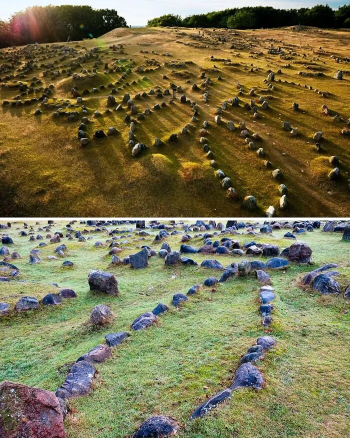 Lindholm Høje, cerca de Aalborg (Dinamarca), es uno de los mayores y más importantes cementerios vikingos de Escandinavia.