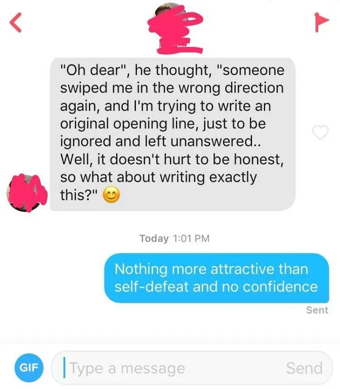 Inner Monologue As Tinder Opener