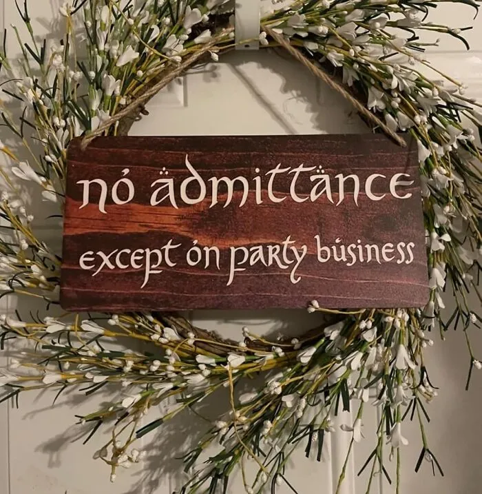Guard The Entrance To Your Own Private Shire With The <a Style="Display:inline;"Href="Https://Www.amazon.com/Fqdiqi-Admittance-Business-Stained-Inspired/Dp/B08bcs3skb?ie=utf8&linkcode=ll1&tag=bppear-20&linkid=eae3148e19b9f0a0d91e036b0ad4eef0&language=en_us&ref_=as_li_ss_tl" Target="_blank"><span Style="Font: Inherit; Color: #d74b1f;"> "No Admittance Except On Party Business" Door Sign</Span>, A Charming And Whimsical Warning To Would-Be Visitors, Inspired By The Secretive And Exclusive Gatherings Of The Fellowship, And Guaranteed To Delight Fans Of Middle-Earth's Most Esteemed Hobbits
