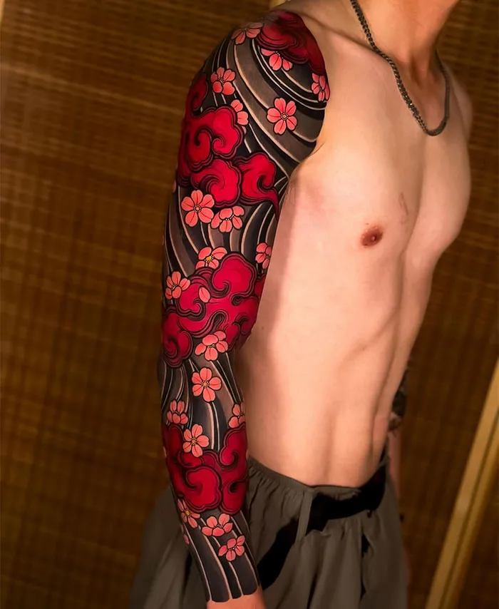 Red Cloud And Pink Floral Full Sleeve