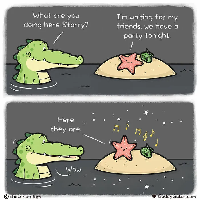 30 Uplifting Comics About Buddy Gator, The Caring Alligator, By Chow Hon Lam (New Pics)