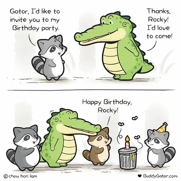 30 Uplifting Comics About Buddy Gator, The Caring Alligator, By Chow Hon Lam (New Pics)