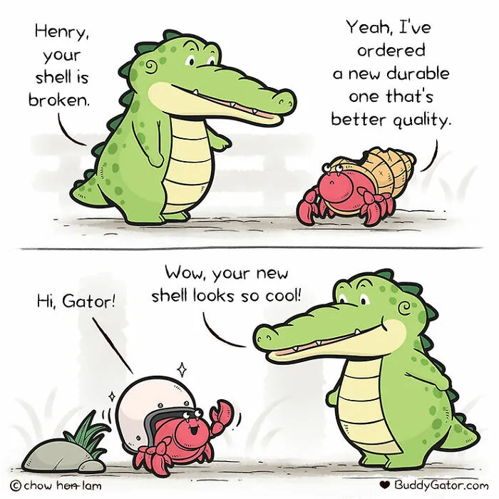 30 Uplifting Comics About Buddy Gator, The Caring Alligator, By Chow Hon Lam (New Pics)
