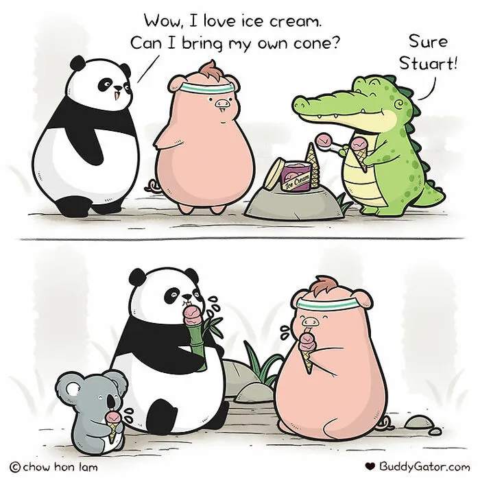 30 Uplifting Comics About Buddy Gator, The Caring Alligator, By Chow Hon Lam (New Pics)