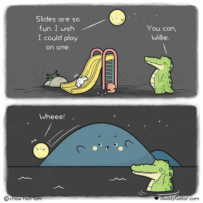 30 Uplifting Comics About Buddy Gator, The Caring Alligator, By Chow Hon Lam (New Pics)
