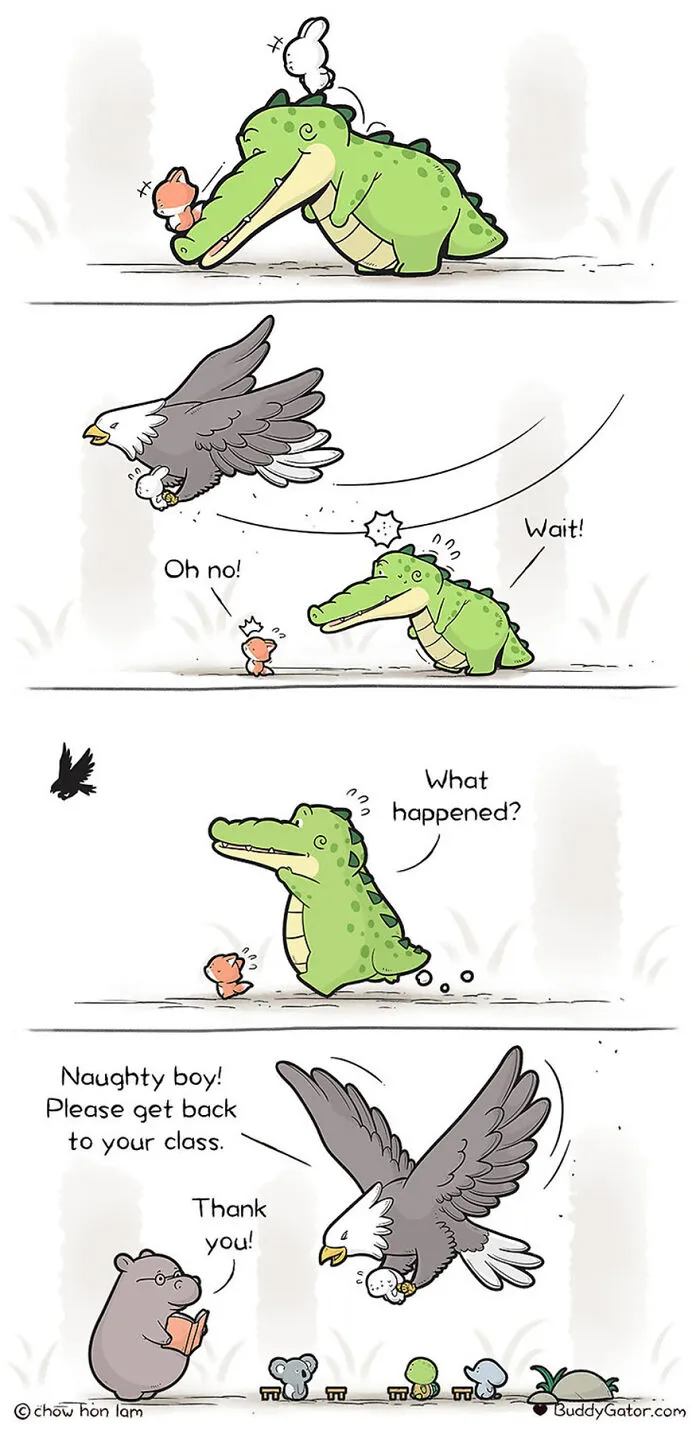 30 Uplifting Comics About Buddy Gator, The Caring Alligator, By Chow Hon Lam (New Pics)