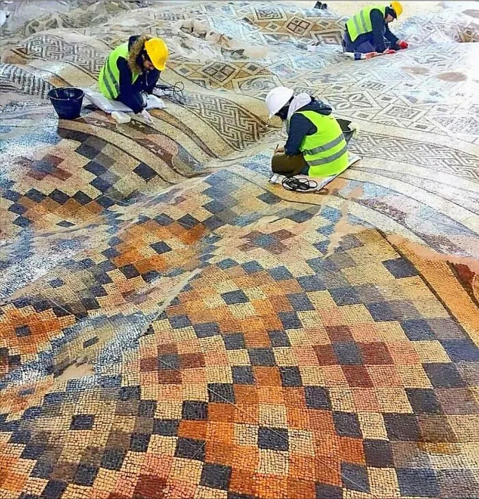 One Of The Largest Roman Mosaic Floors Ever Discovered Was Unearthed During The Construction Of A Hotel In Antakya, Turkey