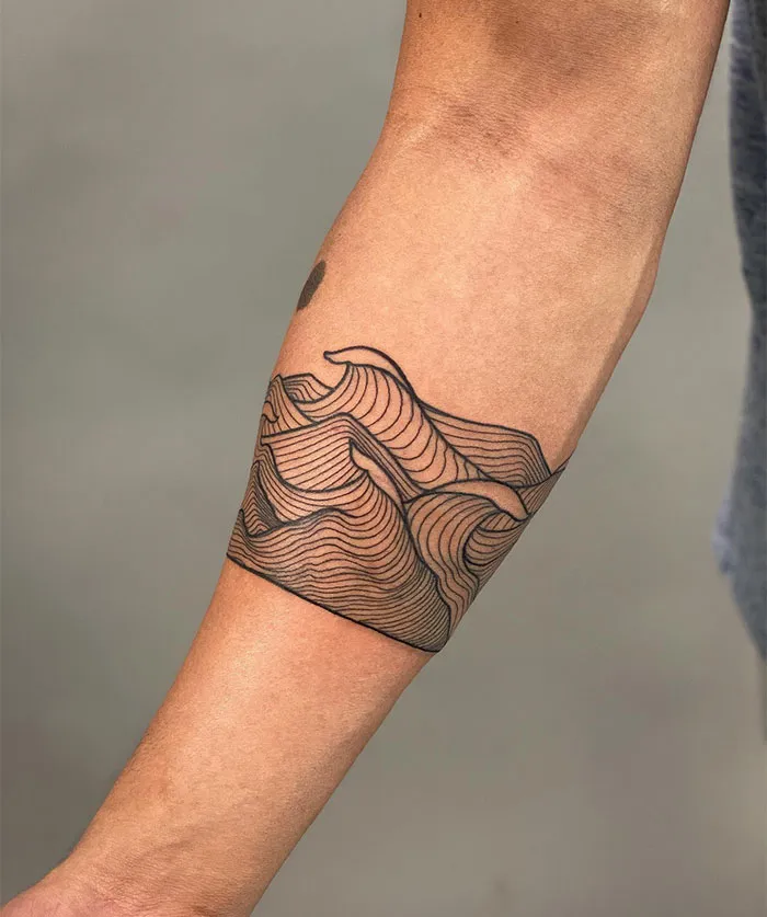 Wave Forearm Band Tattoo