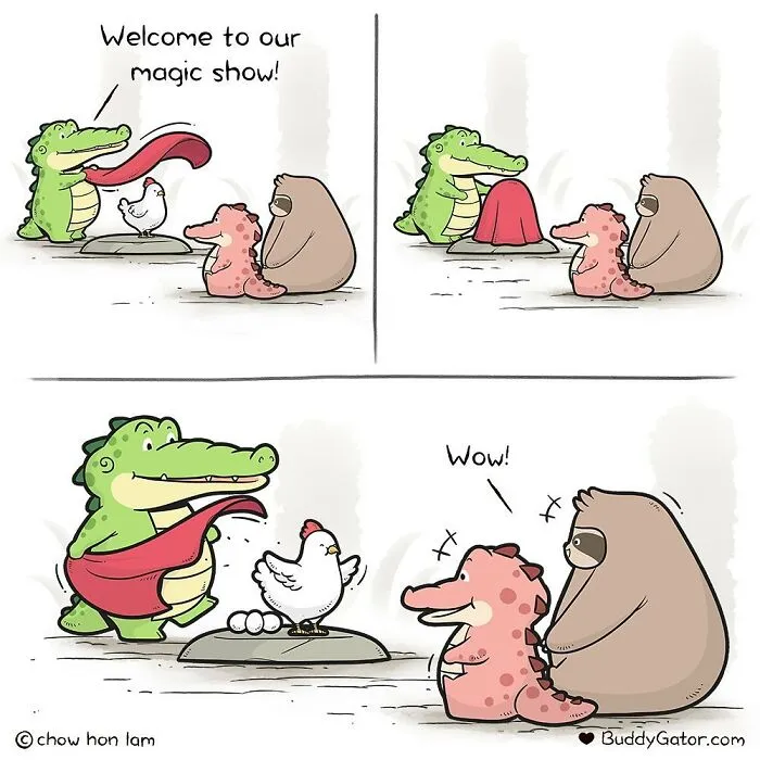 30 Uplifting Comics About Buddy Gator, The Caring Alligator, By Chow Hon Lam (New Pics)