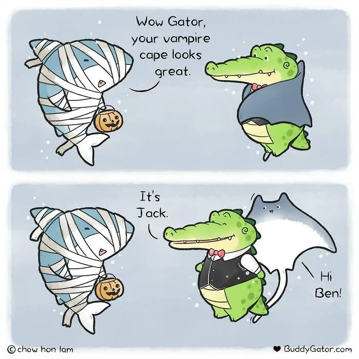 30 Uplifting Comics About Buddy Gator, The Caring Alligator, By Chow Hon Lam (New Pics)