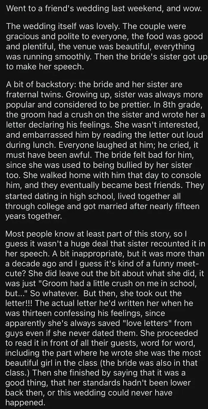 Bride's Sister Made It All About Her