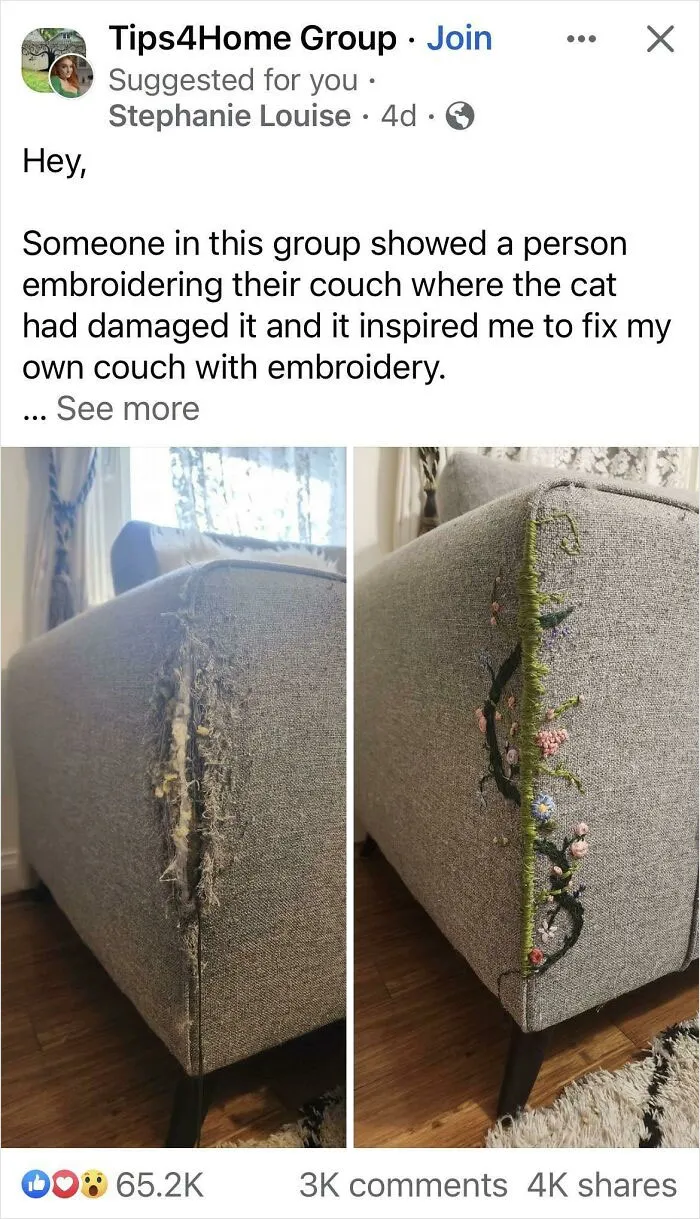 Embroidered Couch Repair!