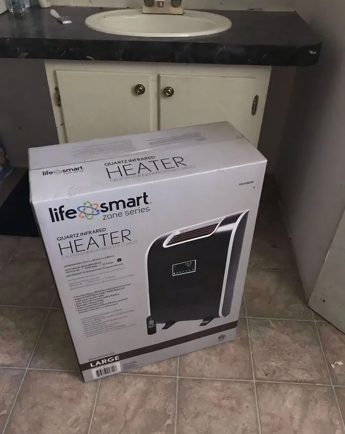 When You Ask Your Husband To Put A Heater In The Bathroom And He Does