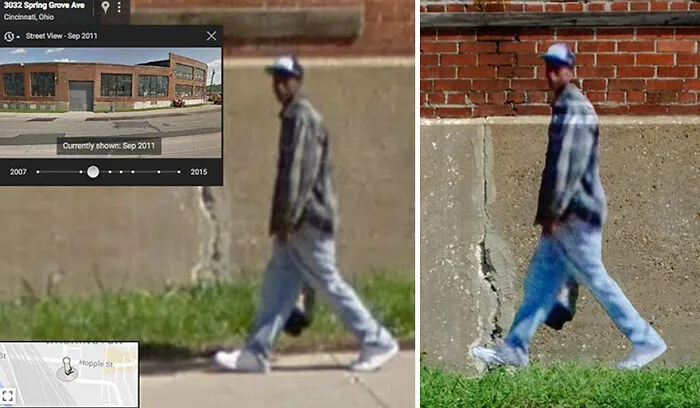 20 Images Of People Captured On Google Street View Got Placed At Original Locations By This Artist