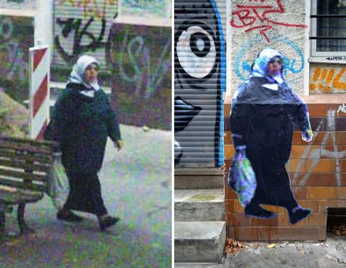 20 Images Of People Captured On Google Street View Got Placed At Original Locations By This Artist