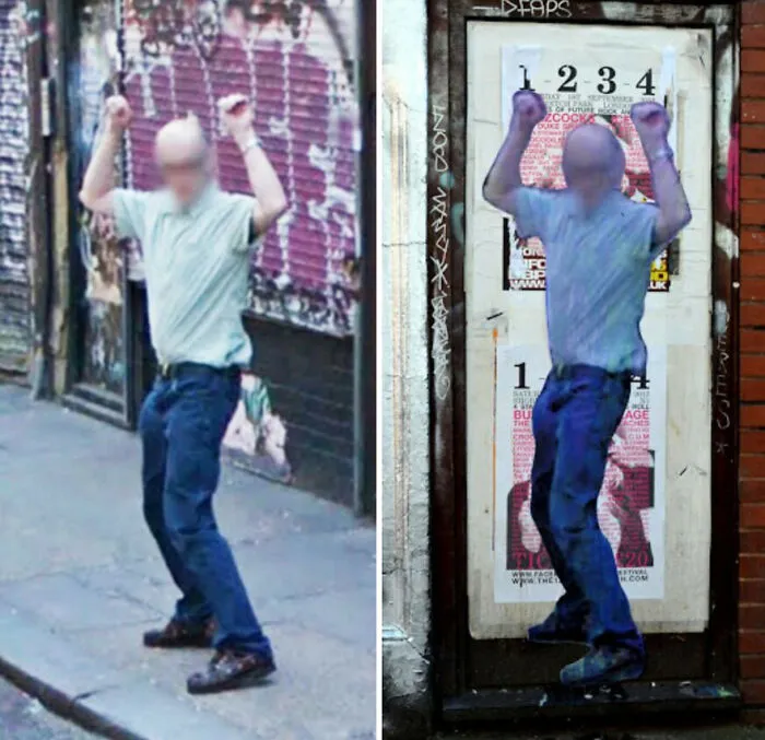 20 Images Of People Captured On Google Street View Got Placed At Original Locations By This Artist