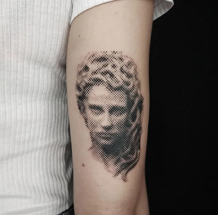Dot Matrix Medusa Tattoo