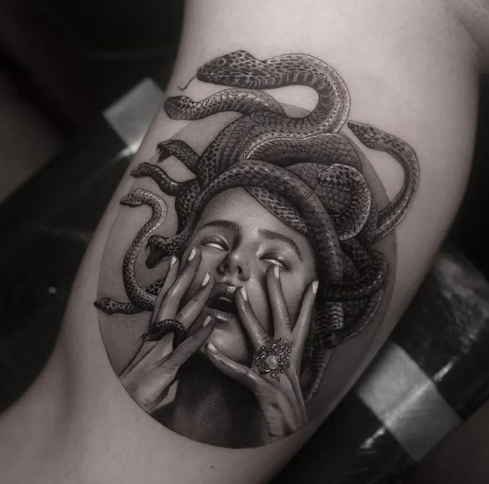 Medusa’s Hypnotic Power Captured in Realistic Ink