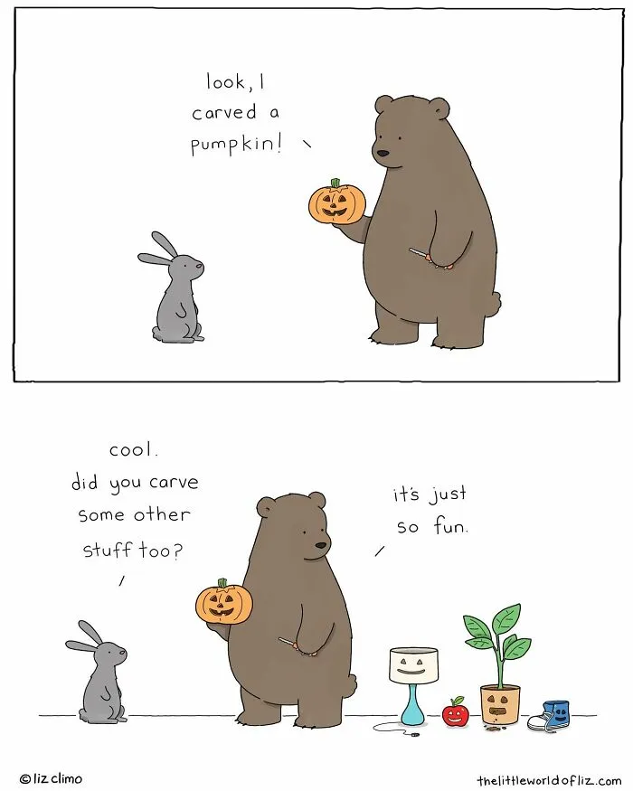 "The Simpsons" Animator Liz Climo Creates Humorous Comics Illustrating Cute Moments Of Talking Animals (30 New Pics)
