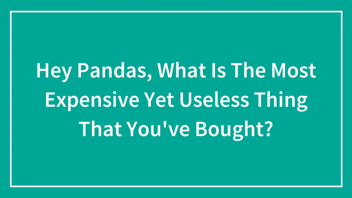 Hey Pandas, What Is The Most Expensive Yet Useless Thing That You've Bought? (Closed)