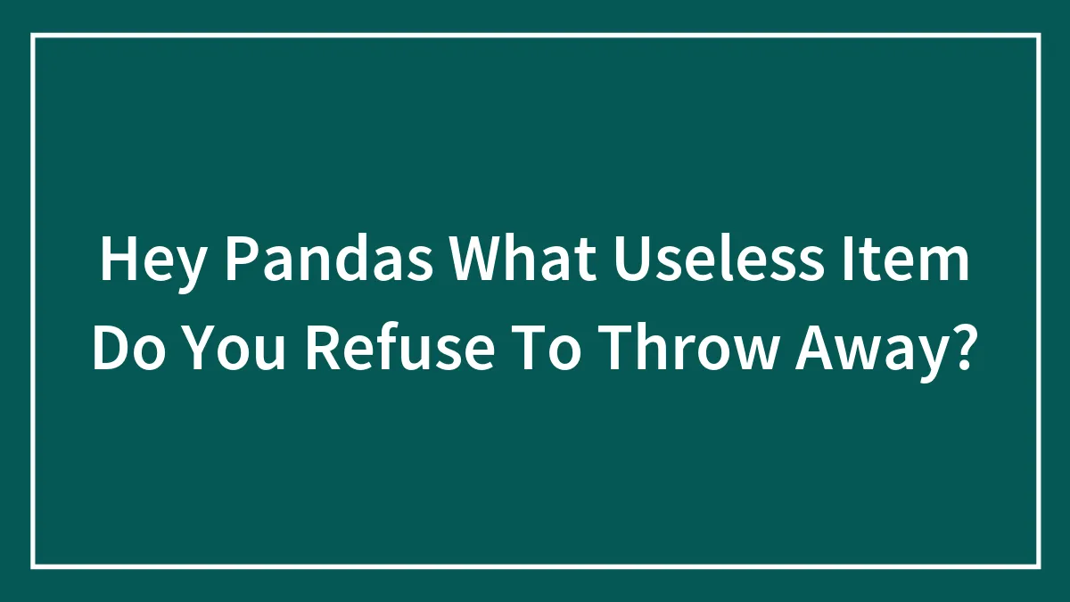 Hey Pandas, What Useless Item Do You Refuse To Throw Away?