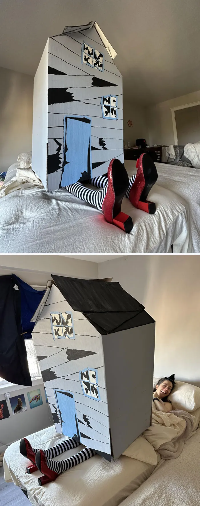 Mi mujer está postrada en cama, así que le hice este disfraz de Halloween